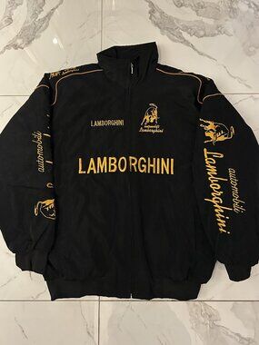 Lamborghini Racing Jacket Black – Vintage Embroidered Bomber